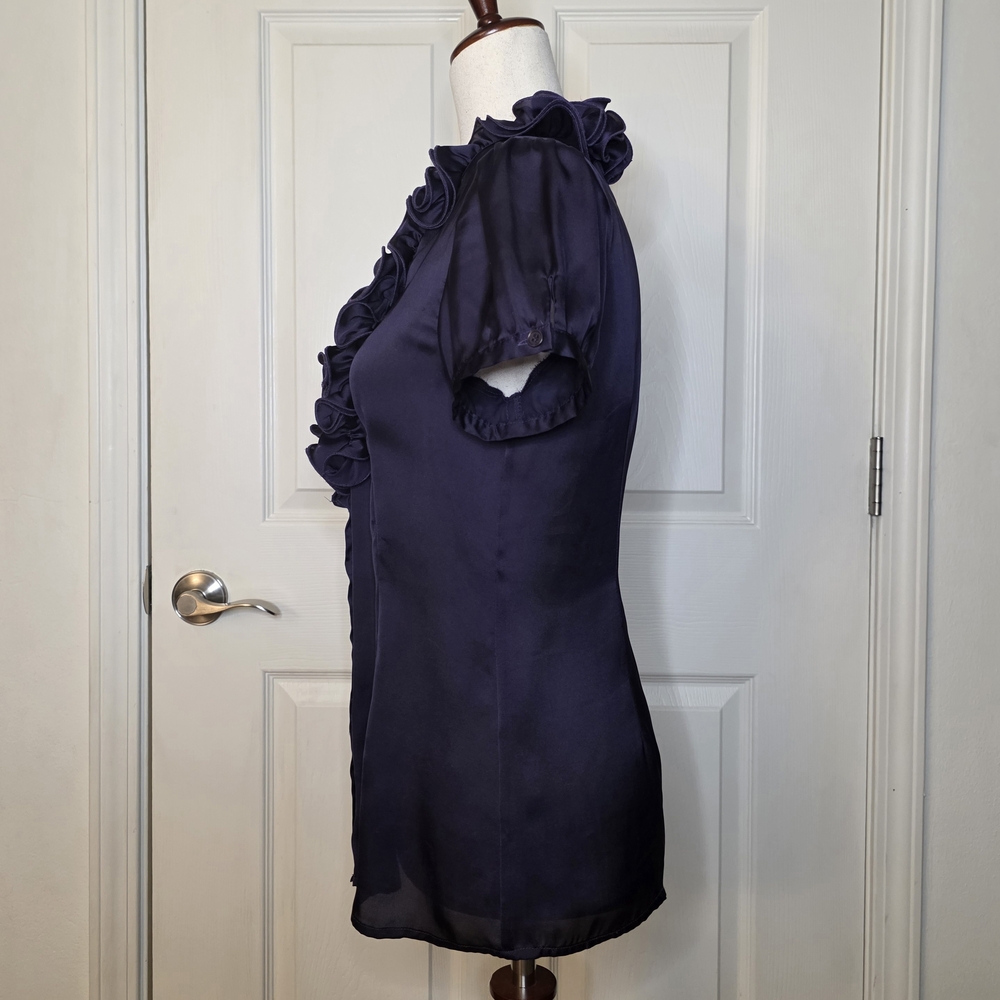 Spense Purple Button Down Ruffle Blouse - image 7